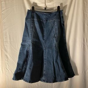 INC flared midi denim skirt